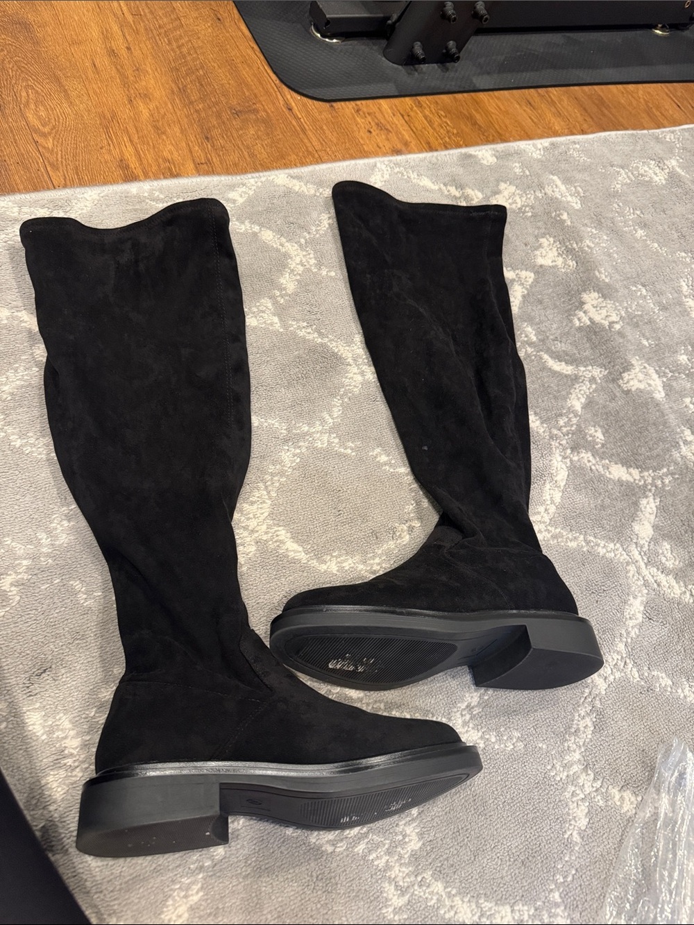 Wide calf Black Over-the-Knee Suede Women's Boots